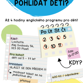 Zářijové hlídání s angličtinou pro děti 5-11 let /  intenzivní procvičení angličtiny pro teenagery